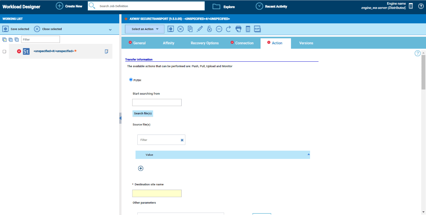 Action Page Push Section