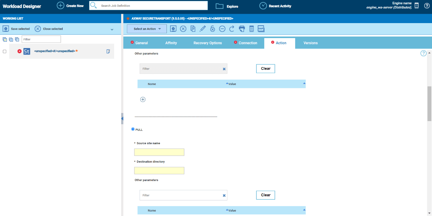 Action Page Pull Section