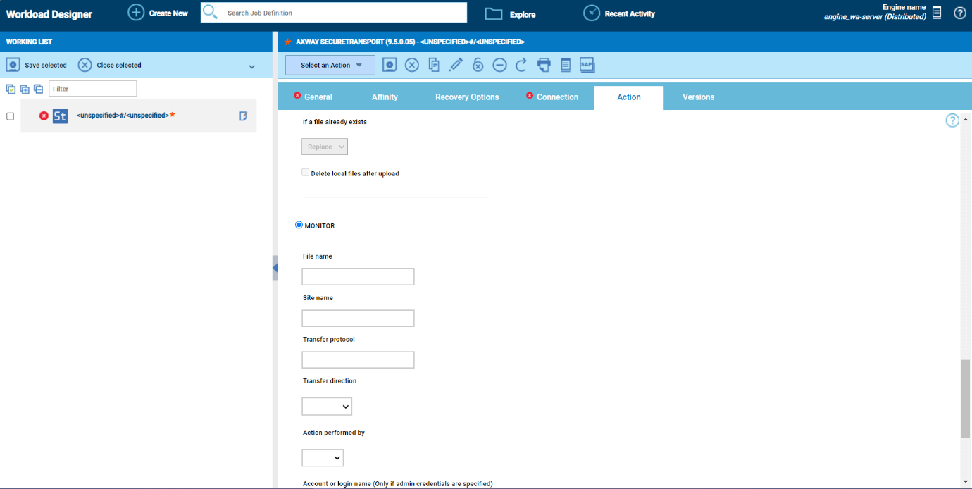 Action Page Monitor Section