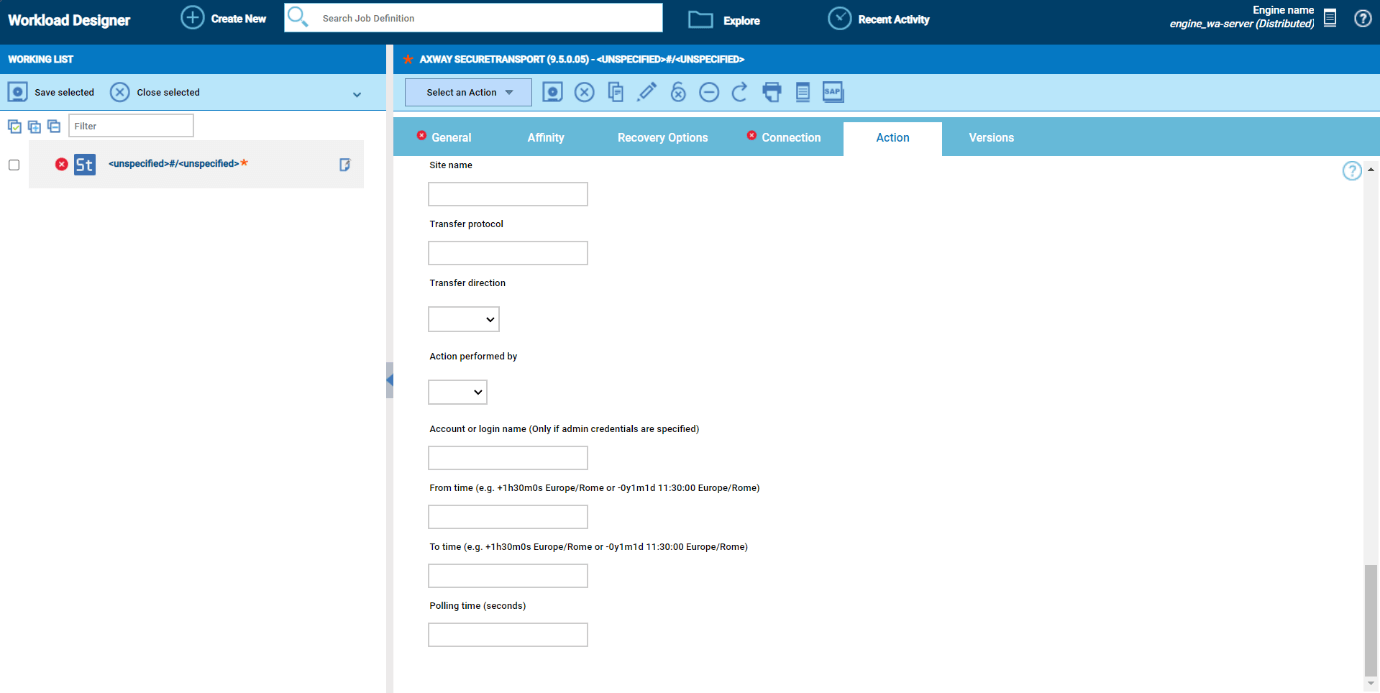 Action Page Monitor Section