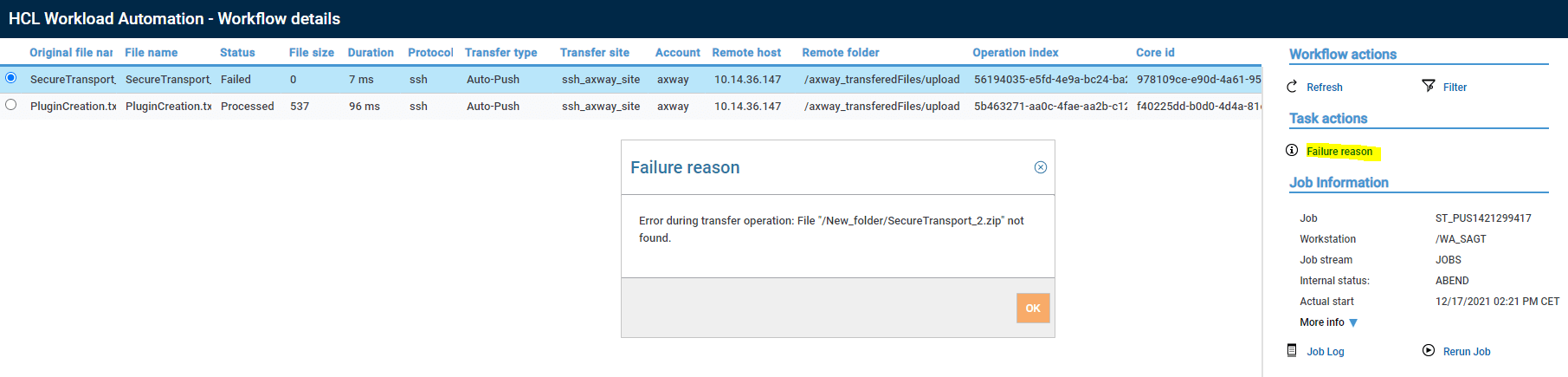 Workflow Details Page