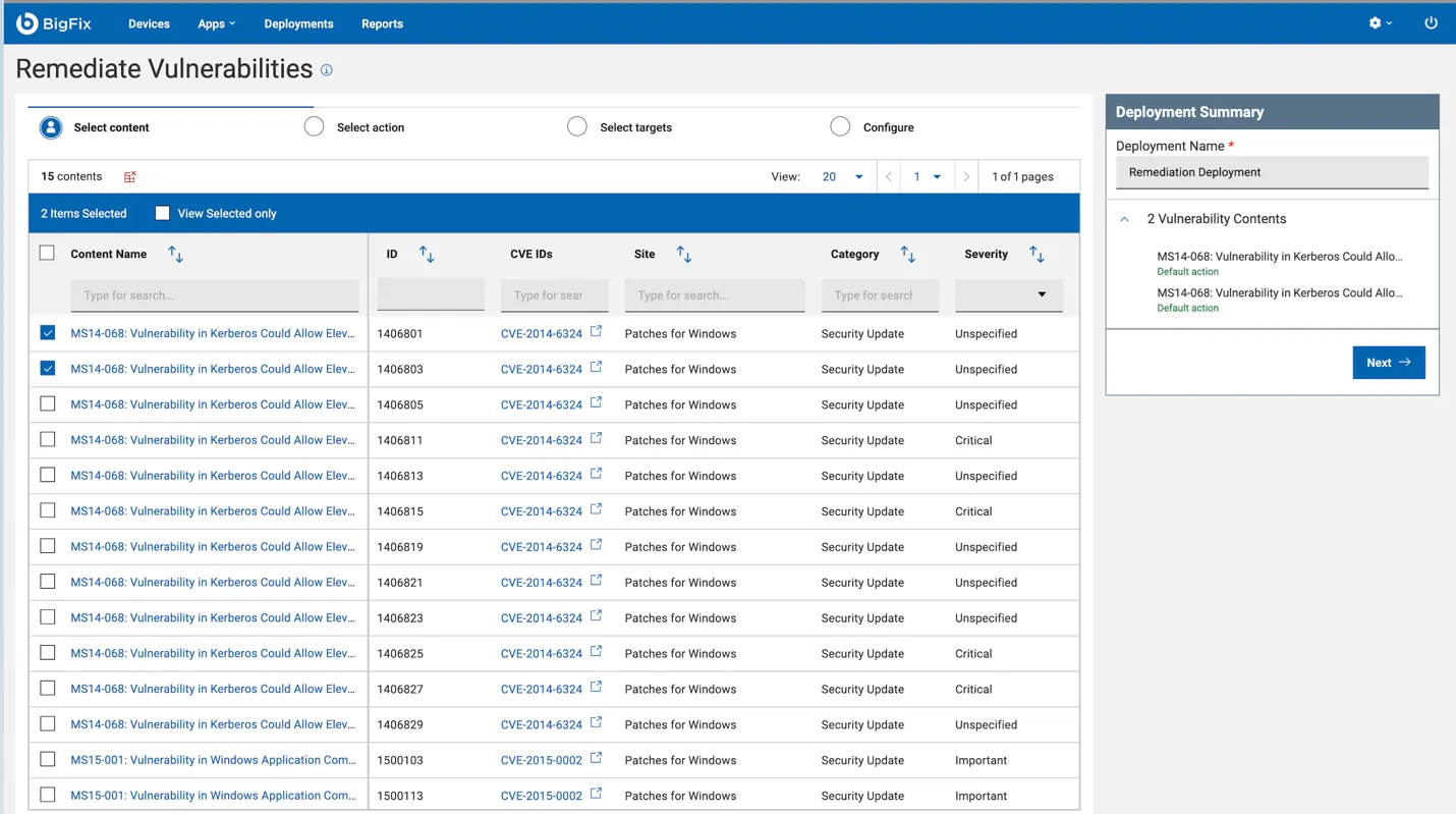 BigFix-discovered vulnerabilities