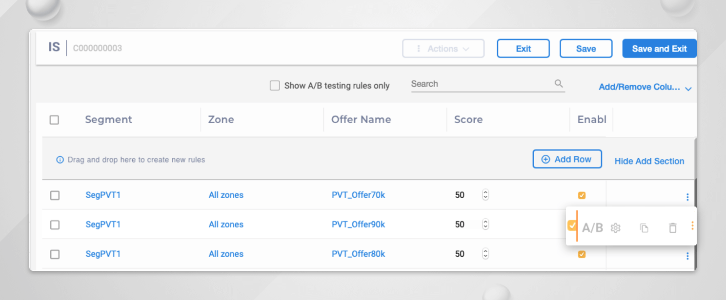 A/B testing with Unica Interact- Adding new rule