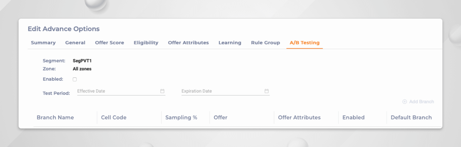 A/B testing with Unica Interact- Advance configuration