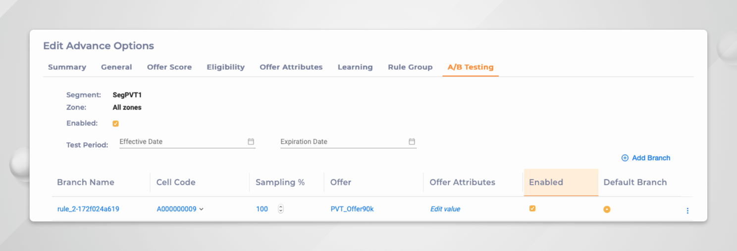 Identify the best offer using A/B Testing in Unica Interact