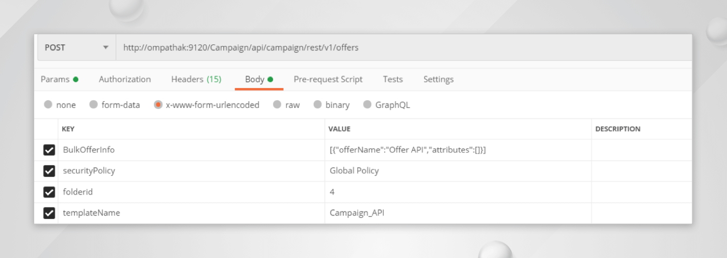 Create offer with attributes- REST V1