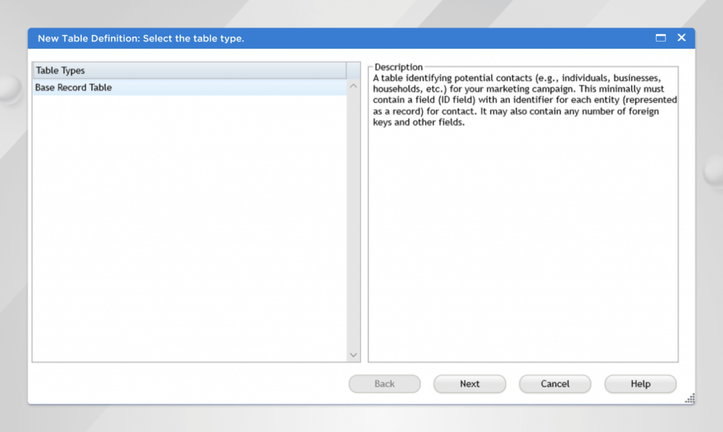 Unica Campaign- New Table